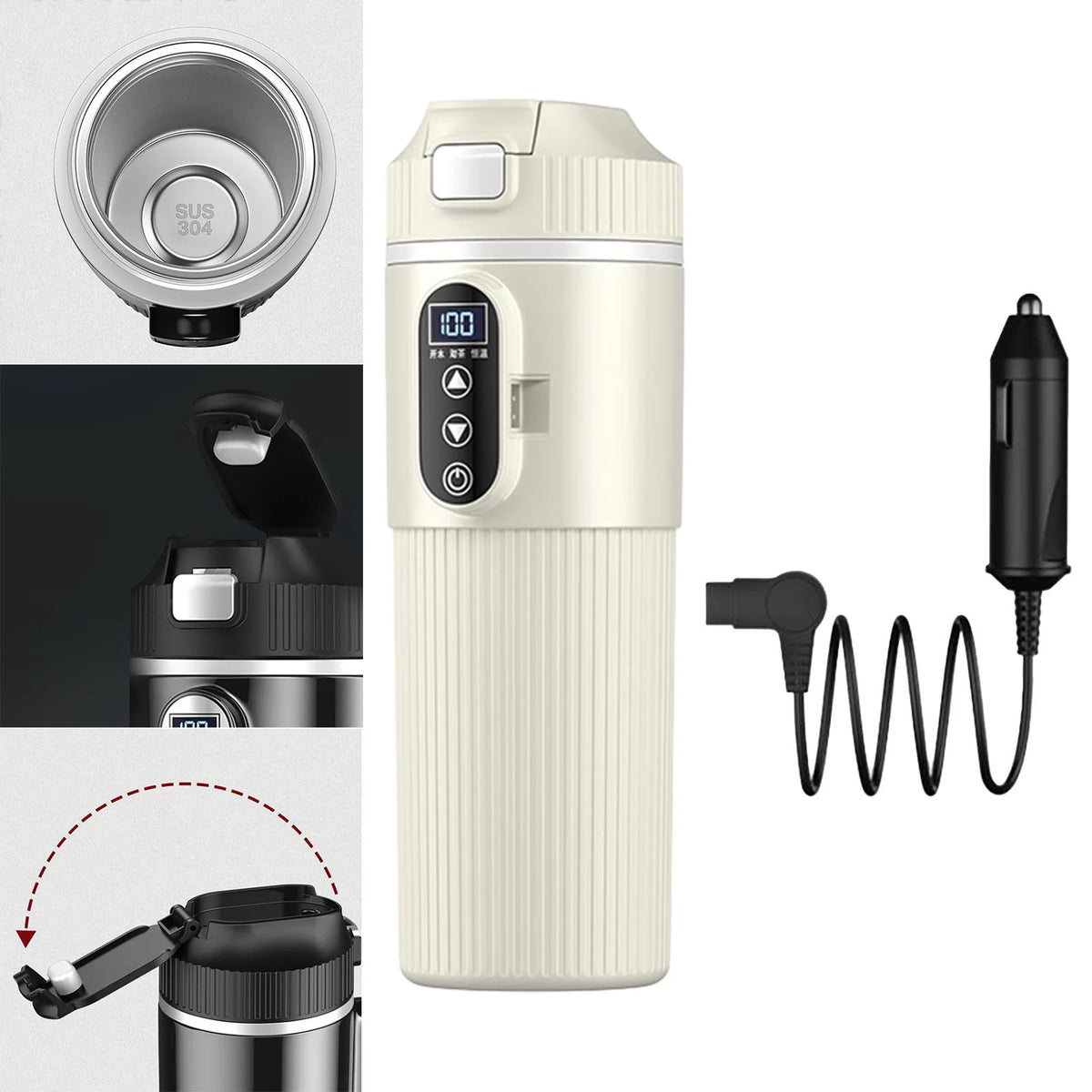 White Heated Car Kettle W1083