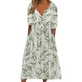 Women's Short Sleeve Floral Print Maxi Dress with Pockets G4073
