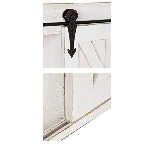 Rustic White Wood Wall Storage Cabinet with Sliding Barn Door F2988
