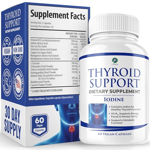 Iodine Thyroid Support Supplement with Vitamin B12 Zinc Selenium Ashwagandha D1053