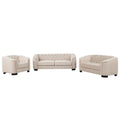 Beige Velvet 3-Piece Sofa Set with Rubber Wood Legs B23901