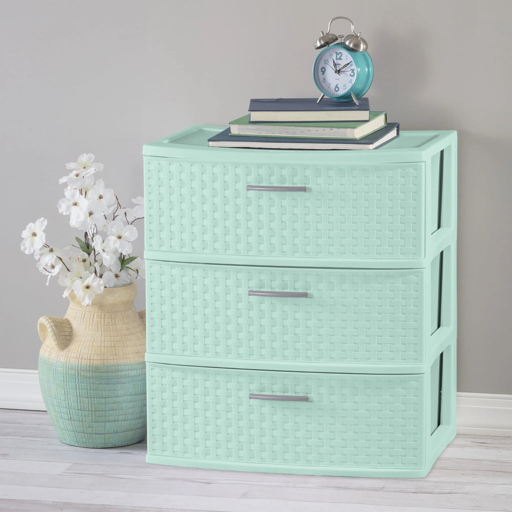 3 Drawer Wide Weave Tower White M920