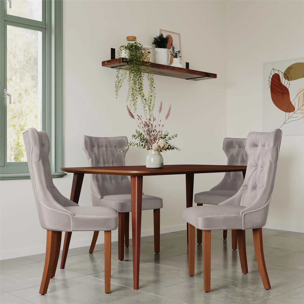 Tufted Dining Chair Set Of 2 Taupe T85188