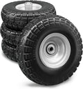 4 Pcs 10 Flat Free Tires Solid Non-inflated Tires Wheels with 5/8 Ball Bearings H643993