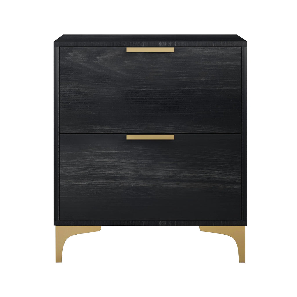 Black Velvet Upholstered Queen Bed with 2 Nightstands G759