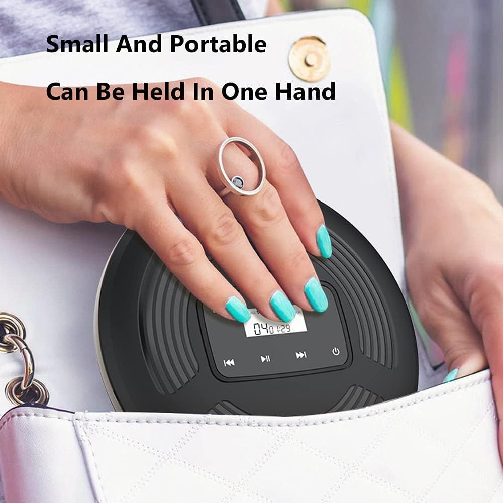 Portable CD Player with Bluetooth 5.0 and AUX Output, Black F91151