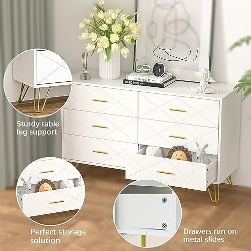 White 6 Drawer Dresser M39769