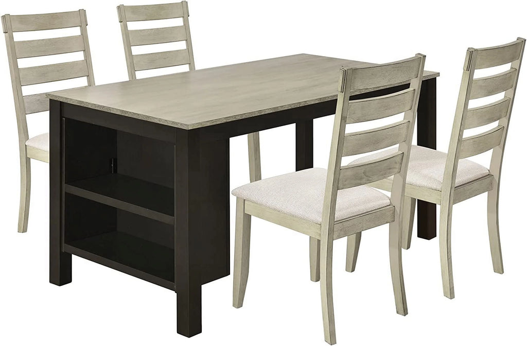 5-Piece Wood Dining Table Set with Padded Chairs F688