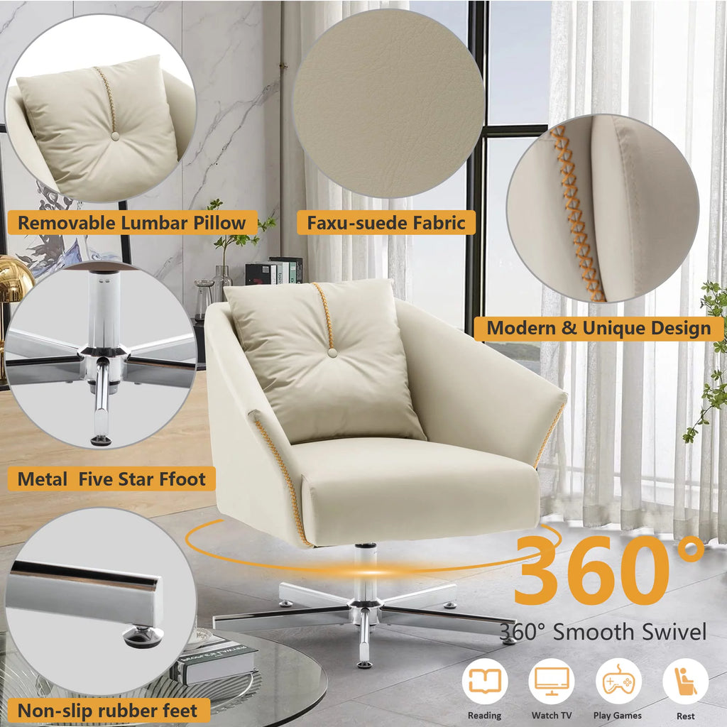 Modern Upholstered Swivel Accent Chair with Metal Legs U209