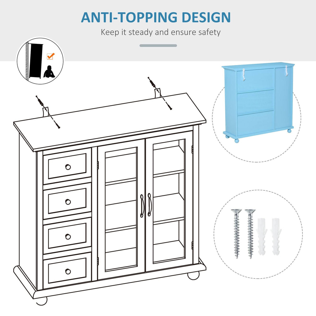 Storage Cabinet with 4 Drawers and Glass Door E14161