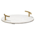 Round White Marble Brass Tray P795