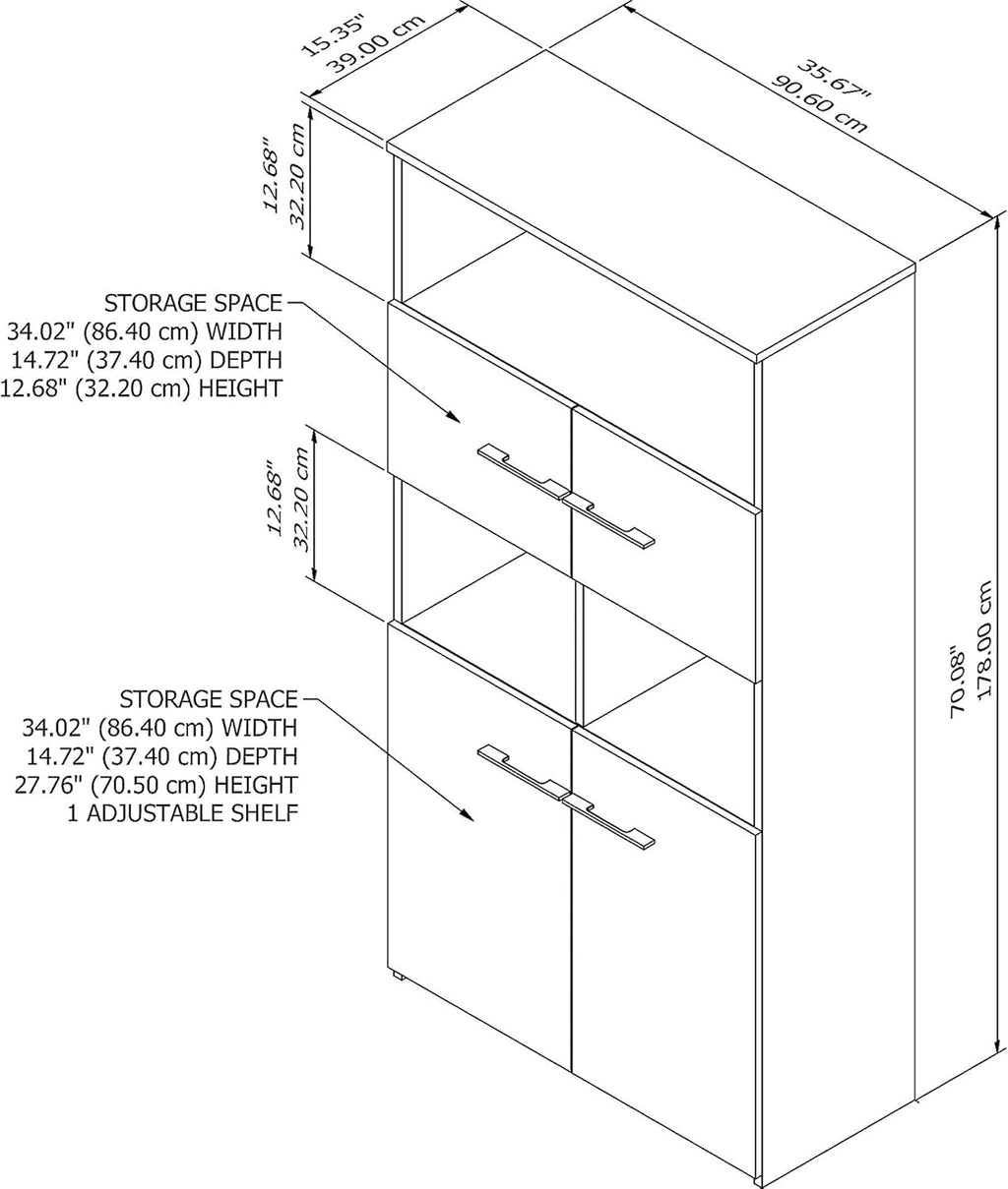 5 Shelf Bookcase with Doors in Sand Oak D914