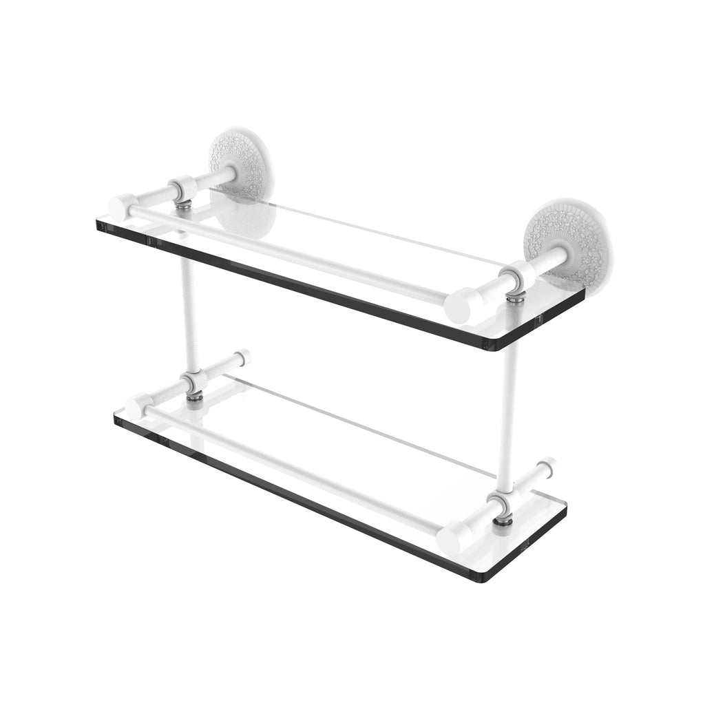 22-inch Double Glass Shelf with Gallery Rail Polished Nickel K855