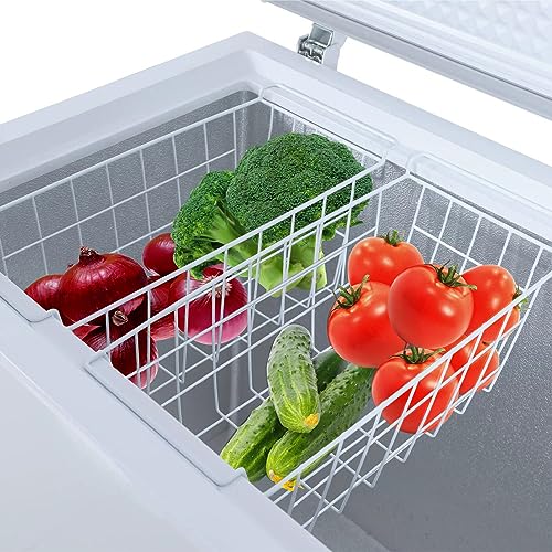 Set of 2 Metal Wire Chest Freezer Organizer Baskets with Hanging Handles L81747