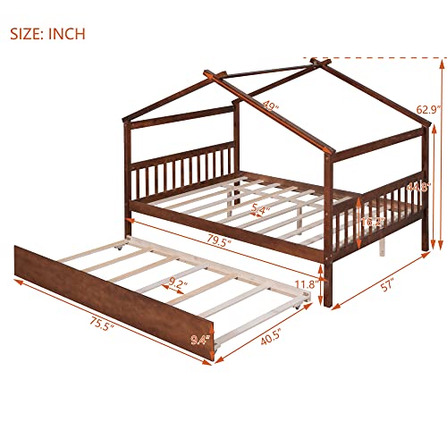 Full Size Solid Wood Platform Bed Frame with 2 Drawers T215302