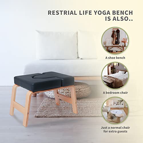 Black Yoga Headstand Bench with Wood and PU Pads G16156