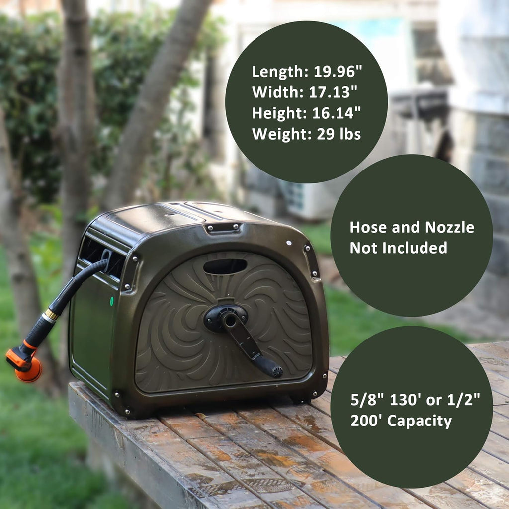Metal Hose Reel Box with Crank Handle, 150ft Capacity P803