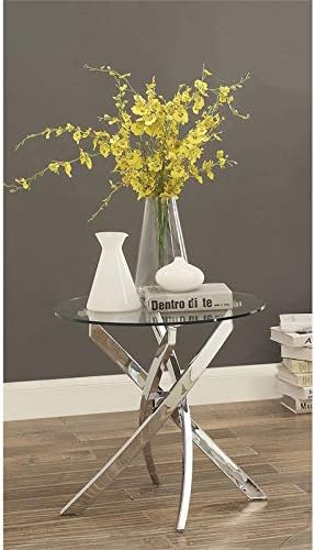 Metal and Glass Round End Table S9072