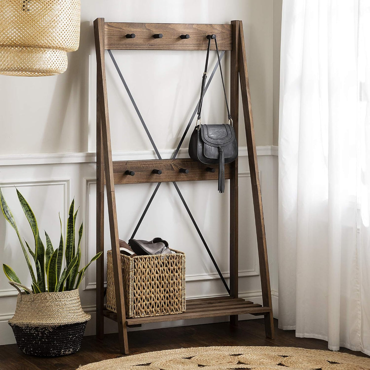 Brown 4 Shelves Wood Bookcase N4921