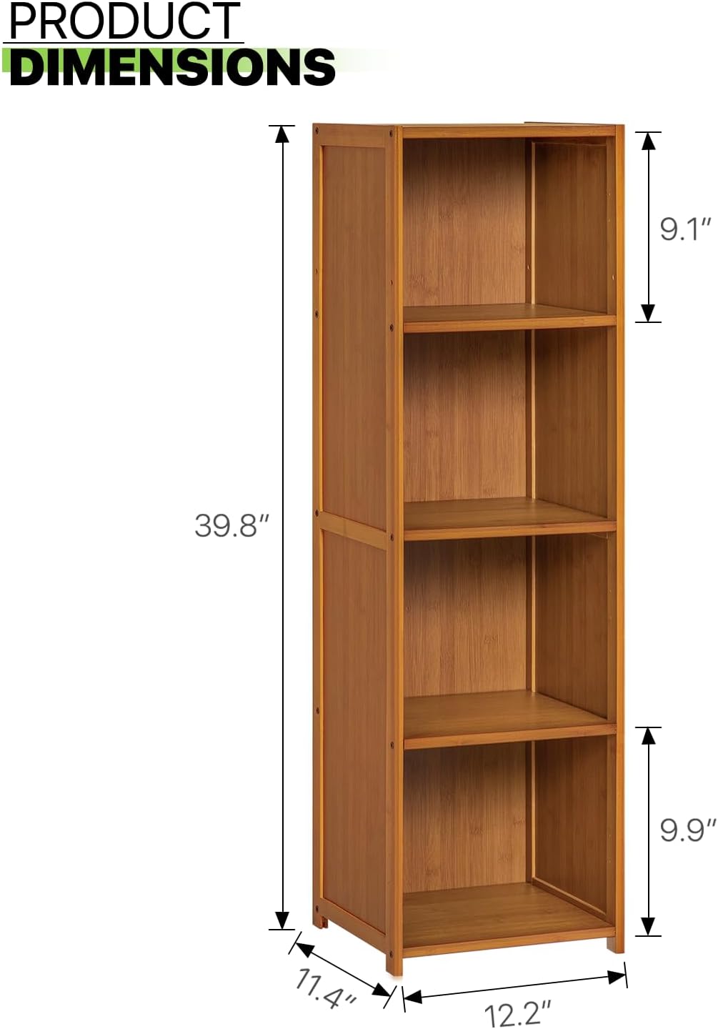 4-Tier Narrow Bamboo Bookcase U53773