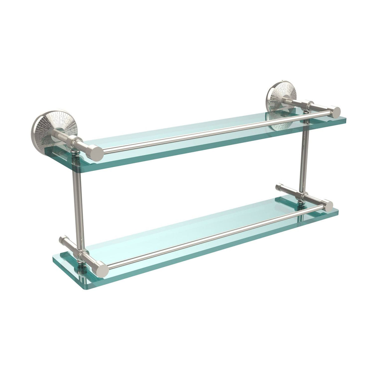 22-inch Double Glass Shelf with Gallery Rail Polished Nickel K855