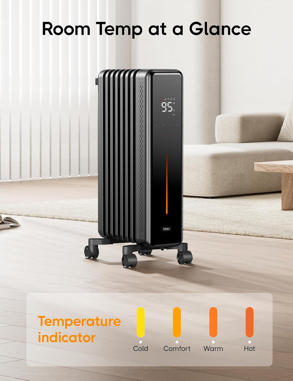 1500W Oil Filled Radiator Heater and 120° Oscillating Wall Mount Electric Space Heater Bundle G667618