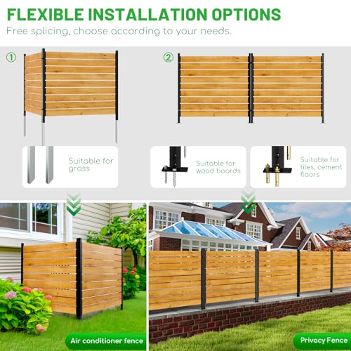 2 Panels No Dig Wooden Privacy Fence Screen, 42" H X 40" W Outdoor Fence X45959