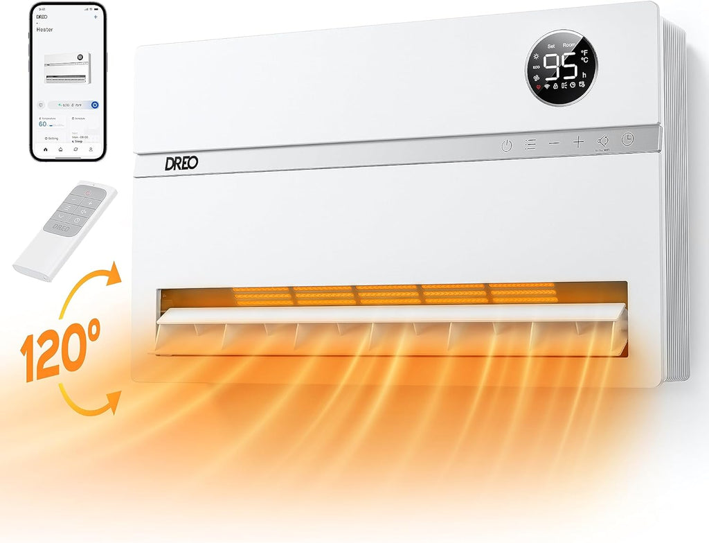 1500W Oil Filled Radiator Heater and 120° Oscillating Wall Mount Electric Space Heater Bundle G667618