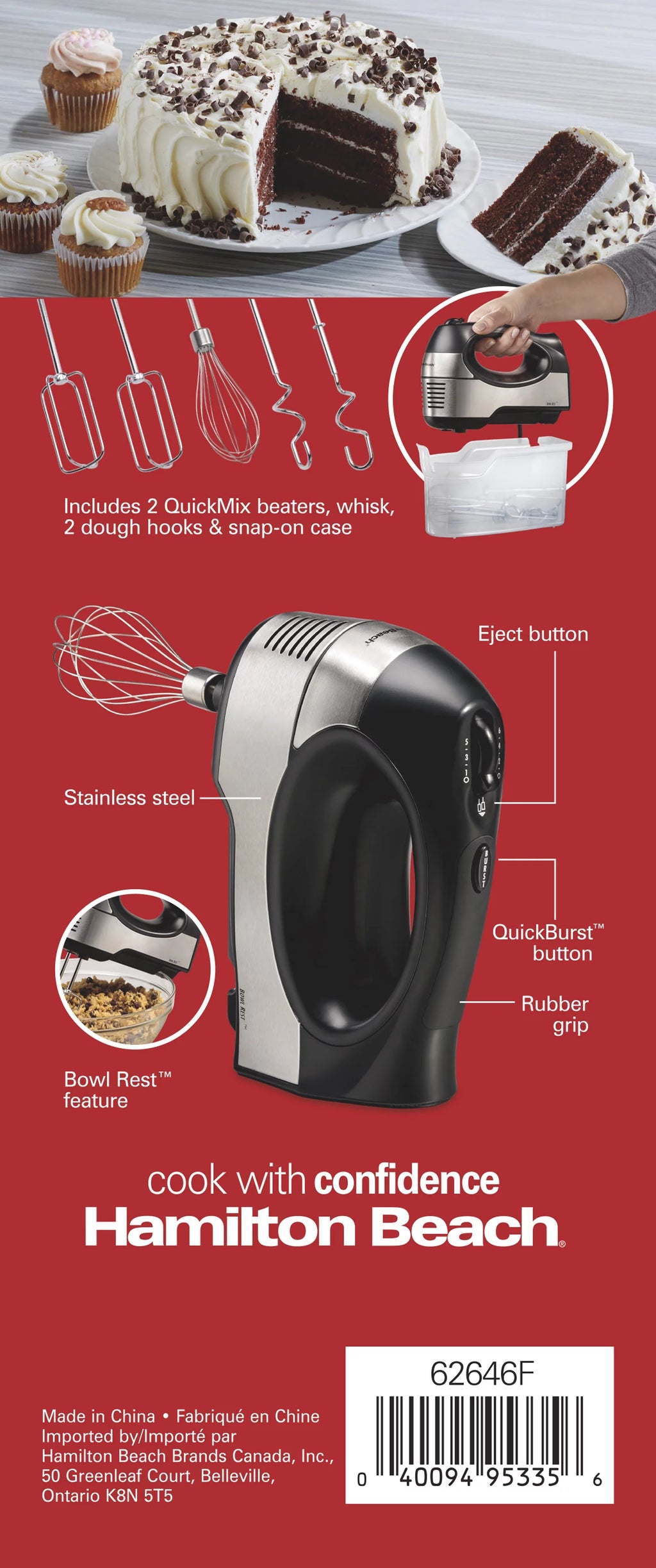 6 Speed Hand Mixer, Stainless Steel, 5 Attachments H2847