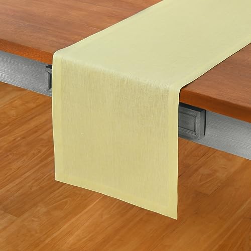 Linen Table Runner 90 Inches Long 100% Pure Linen Light Natural 14 x 90 Inch H58304