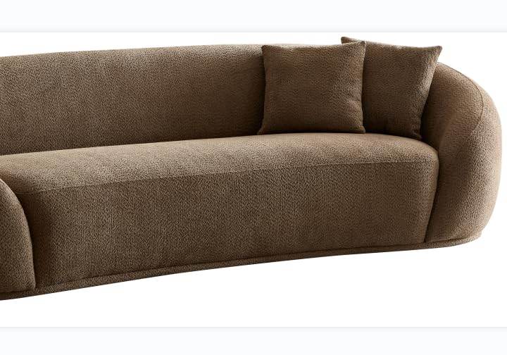 Cream Curved 3-Seater Boucle Sofa V998