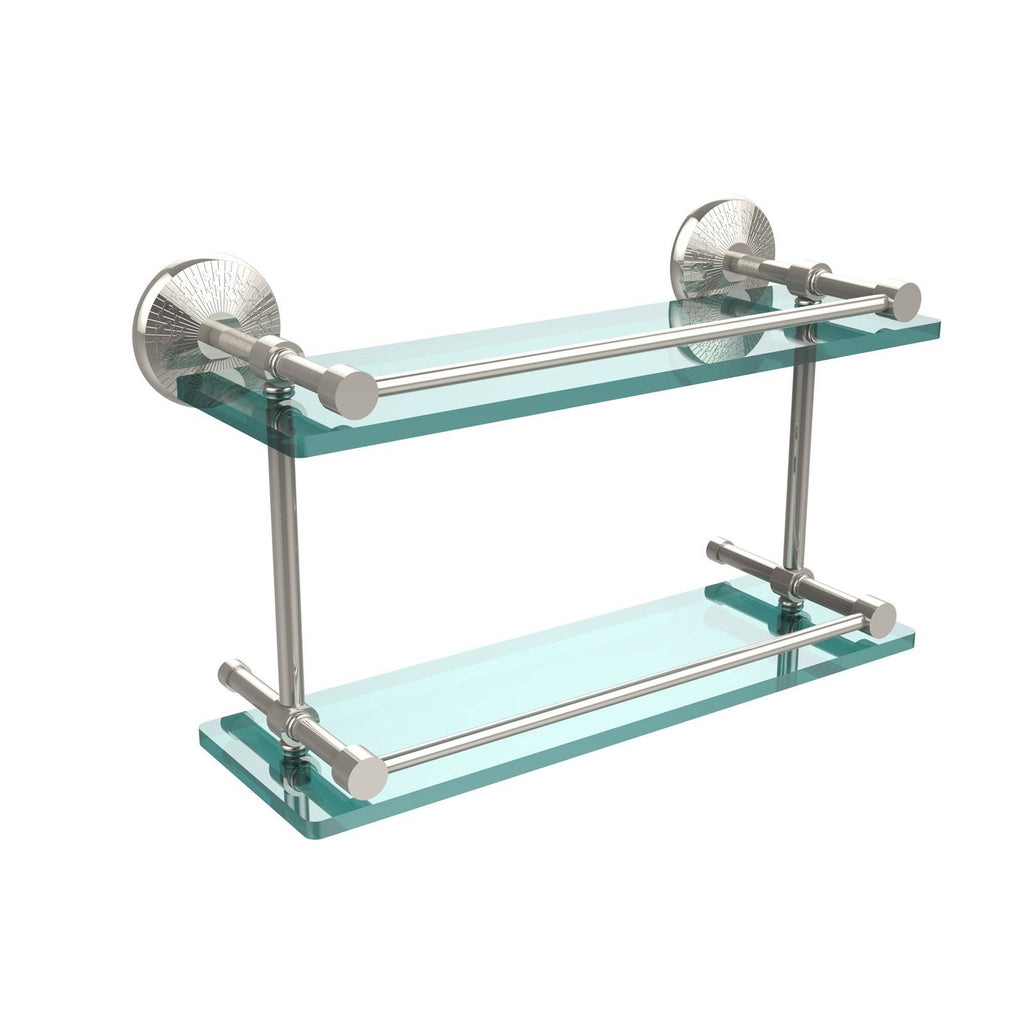 22-inch Double Glass Shelf with Gallery Rail Polished Nickel K855