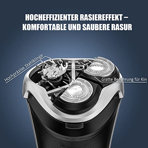 Electric Shaver, Rechargeable Rotary Razor with Pop Up Trimmer and LED Display, IPX7 Waterproof B30423