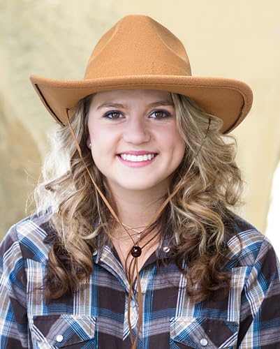 Retro Felt Wide Brim Cowboy Hat with Wind Lanyard V249331