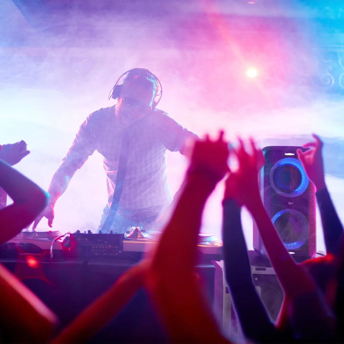 Bluetooth Wireless Party Speaker with Wired Microphone, RGB Lighting, Guitar Input, IPX4 Splash Resistance E5854