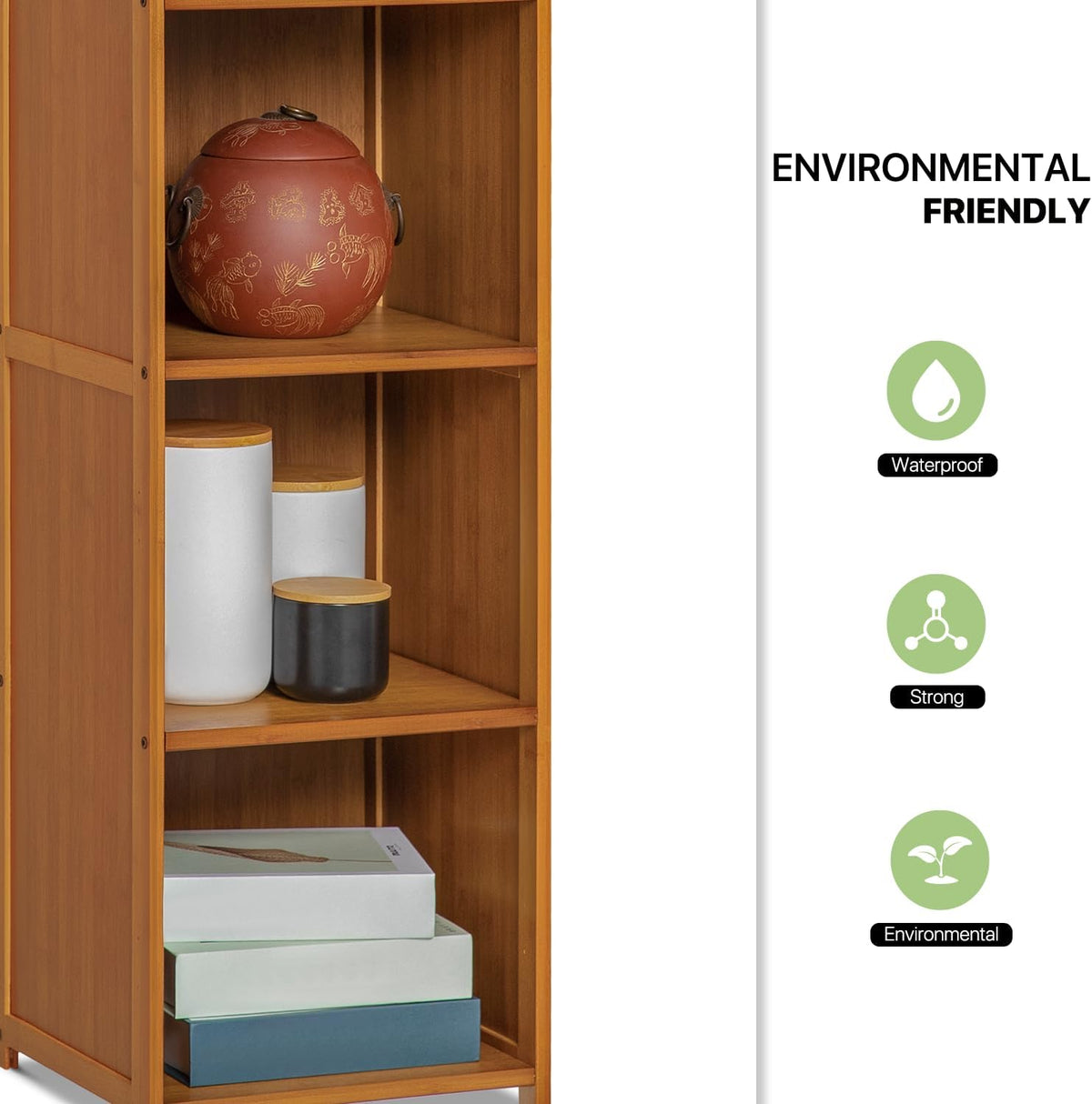 4-Tier Narrow Bamboo Bookcase U53773