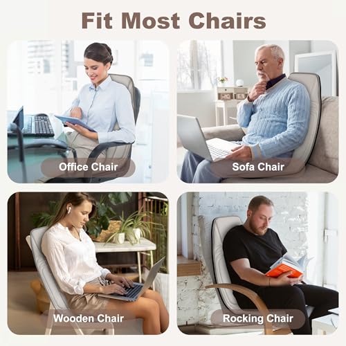 Beige Massage Chair Pad with Heat and Vibration Motors A365