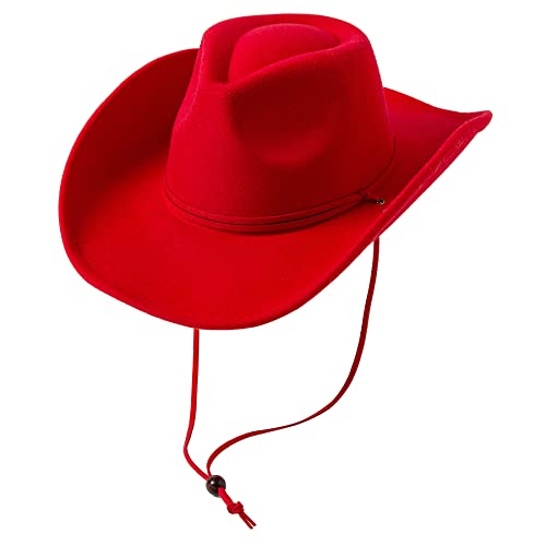 Retro Felt Wide Brim Cowboy Hat with Wind Lanyard V249331