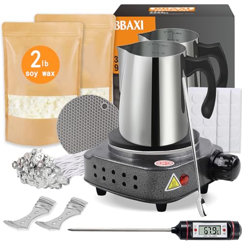 Candle Making Kit with Hot Plate, 5lb Soy Wax, Cotton Wicks, Thermometer N216
