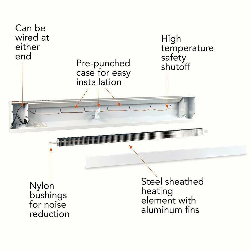 2000W 240V 8 Foot White Electric Baseboard Heater U5301