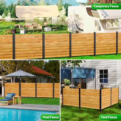 2 Panels No Dig Wooden Privacy Fence Screen, 42" H X 40" W Outdoor Fence X45959