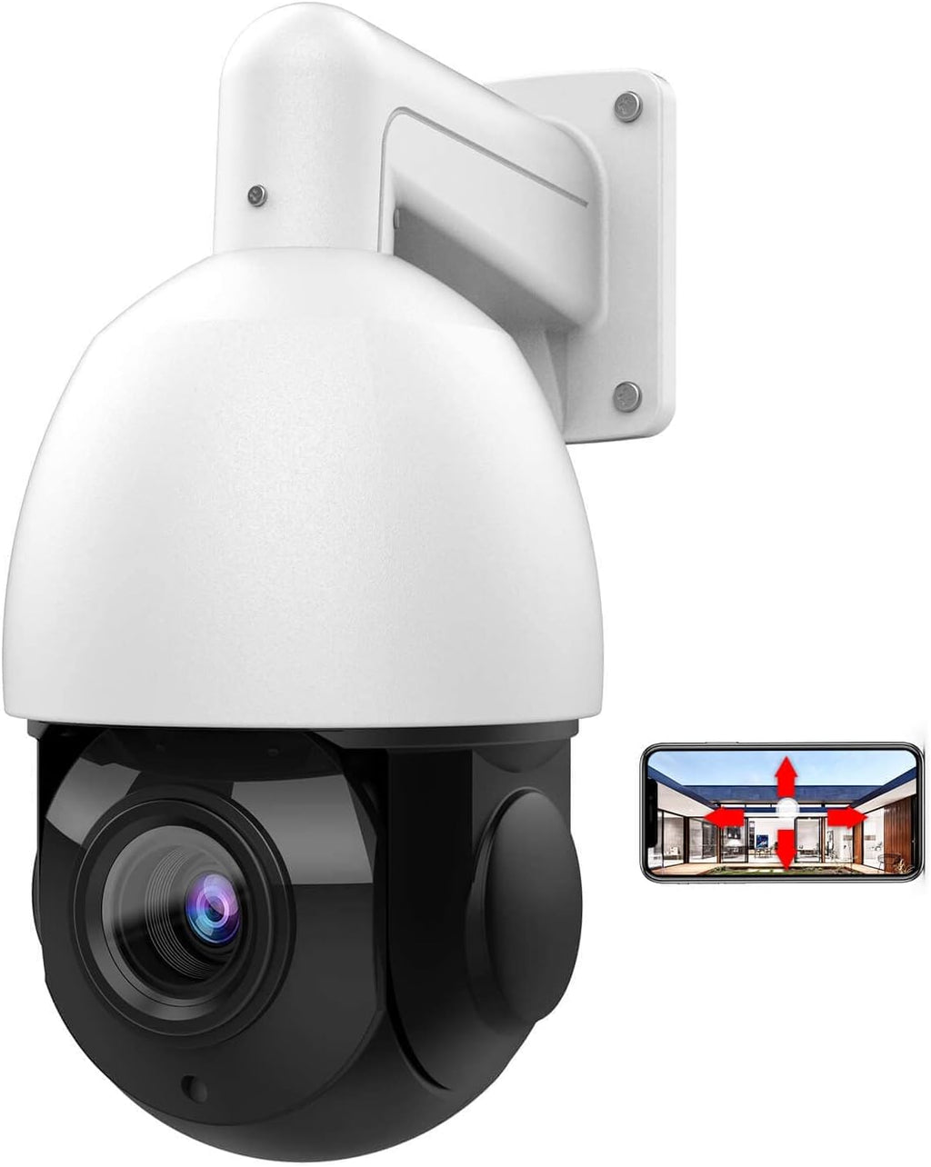 4K 8MP PTZ PoE IP Camera Dome, 18X Optical Zoom, 165ft IR Night Vision, IP66 H557882
