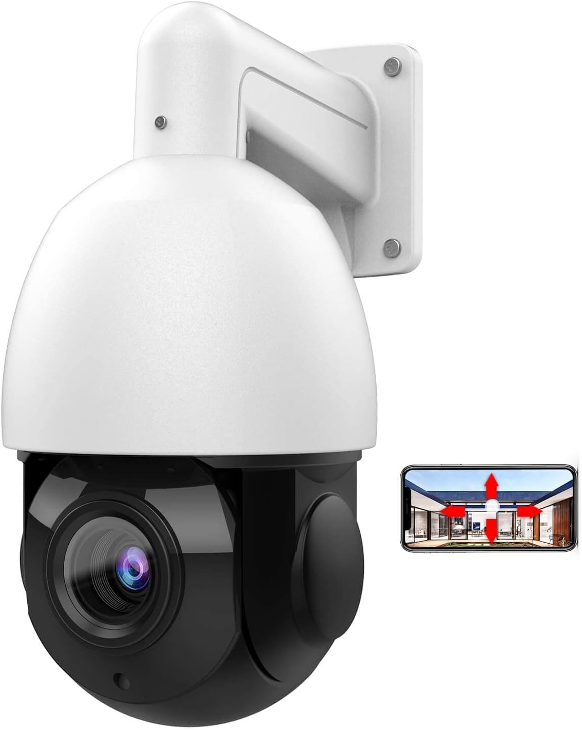 4K 8MP PTZ PoE IP Camera Dome, 18X Optical Zoom, 165ft IR Night Vision, IP66 H557882
