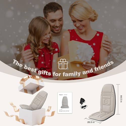 Beige Massage Chair Pad with Heat and Vibration Motors A365