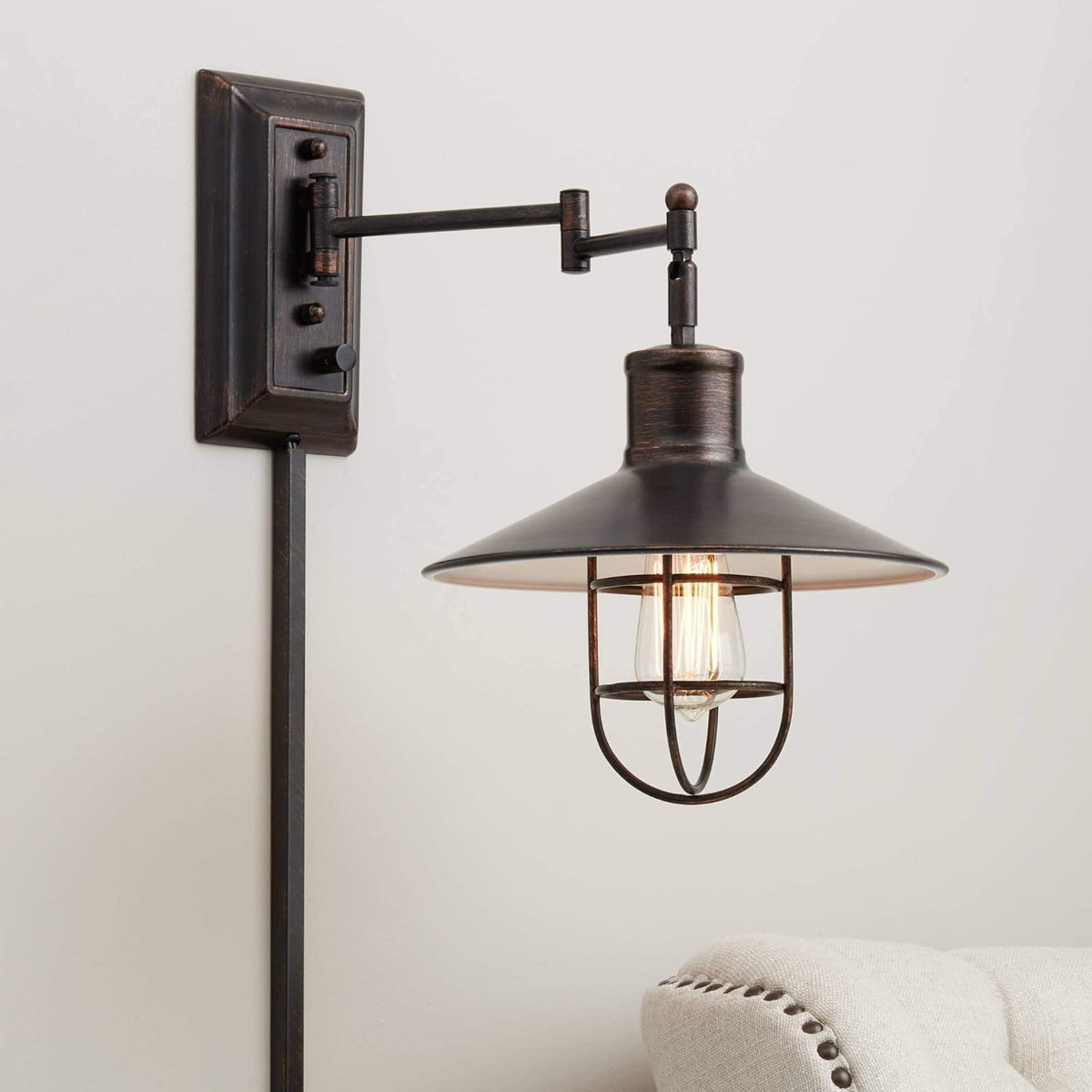 Brushed Bronze Swing Arm Wall Lamp P5570