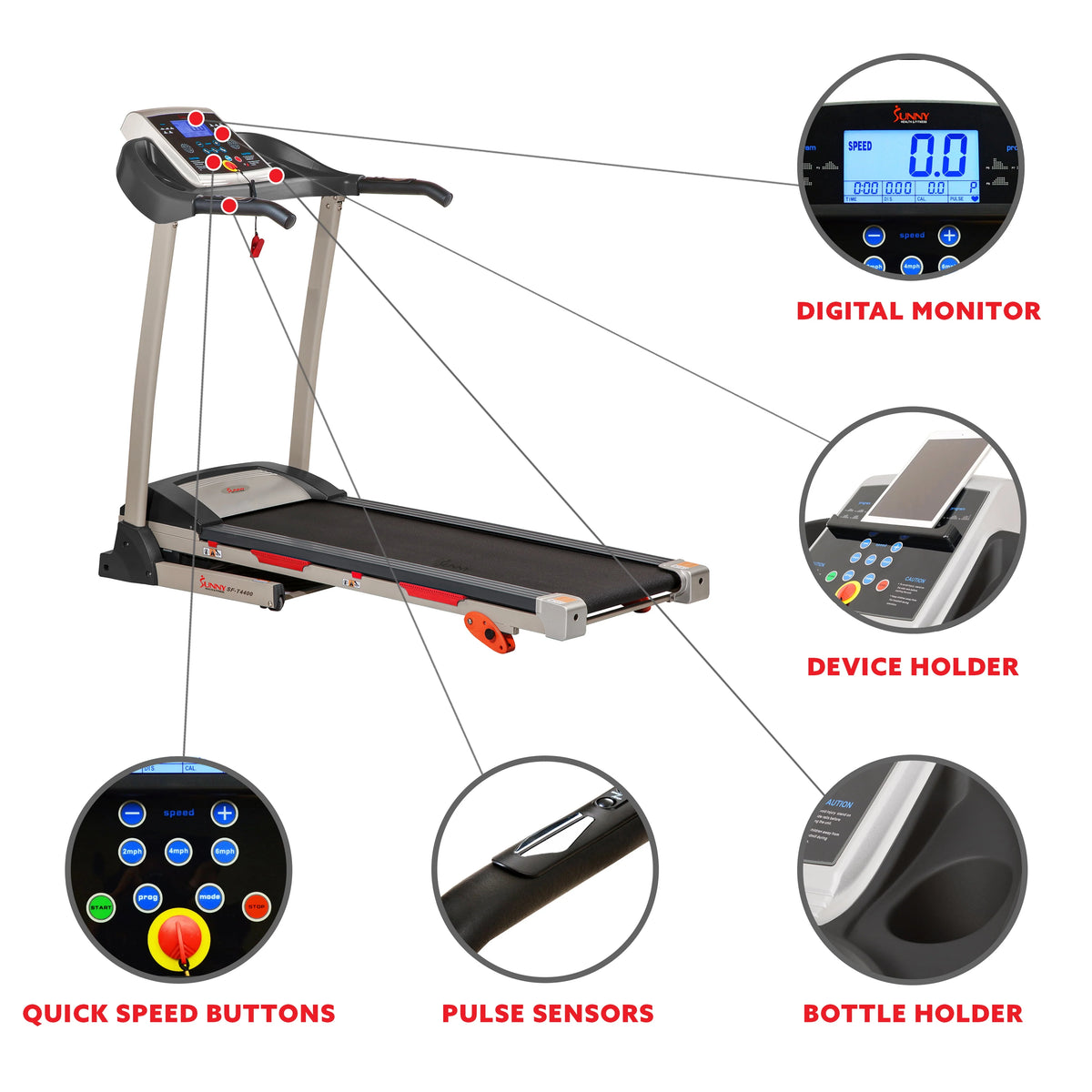 Manual Incline Folding Treadmill with Pulse Sensors L16663
