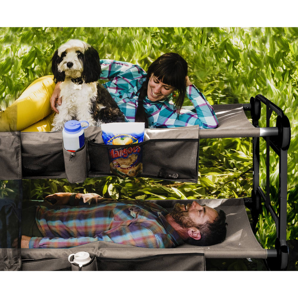 Tan Double Camping Cot with Organizers J929177