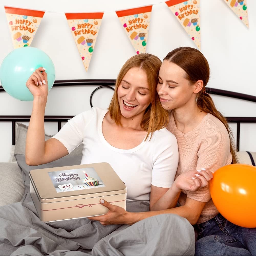 Birthday Celebration Gift Tin with Fresh Baked Cookies, Fudge Brownies & Flaky Rugelah T278