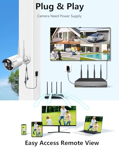 2K 3.0MP Wireless Security Camera System with 2TB Hard Drive, 4Pcs Outdoor WiFi Security Cameras P223058