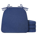 Set of 4 Non Slip Black Chair Cushions 17" x 16" x 2" with Ties H1778